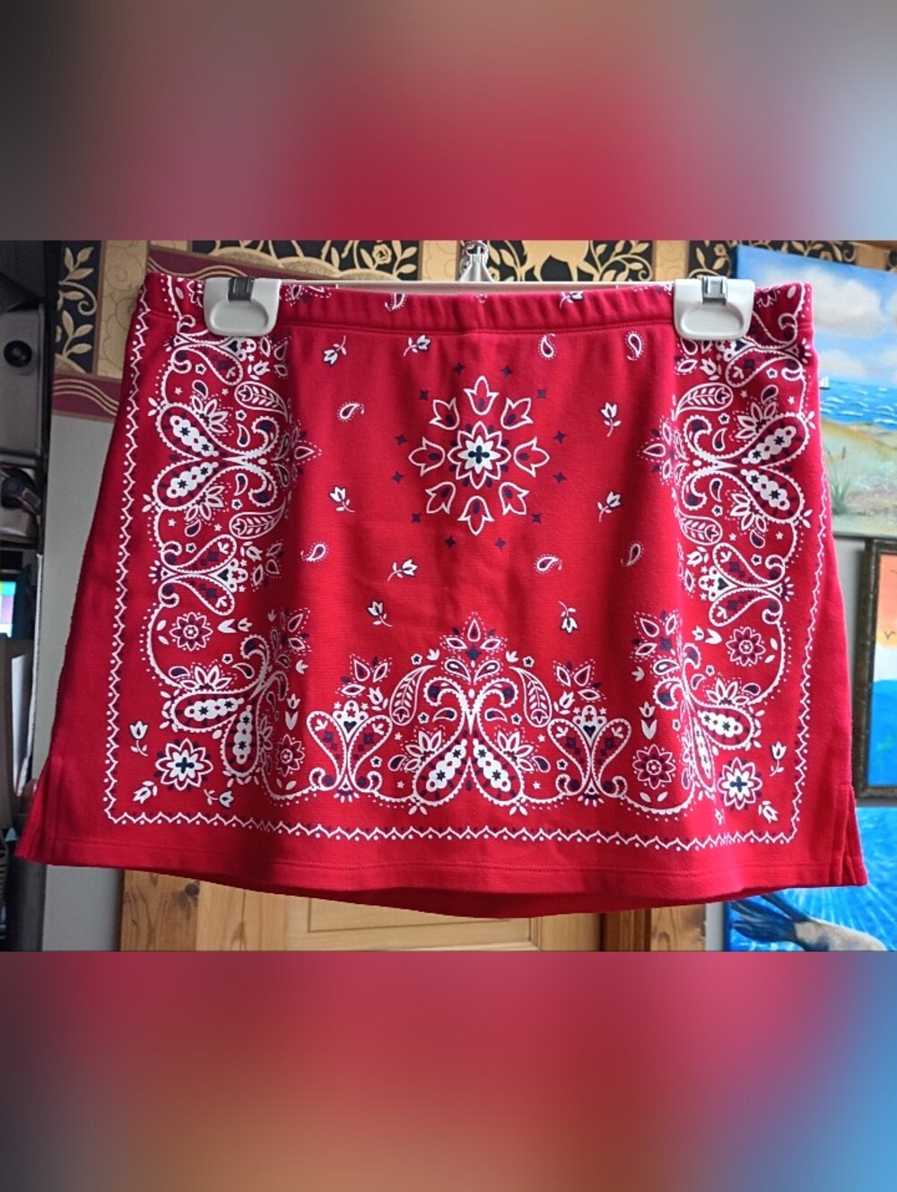 Red Bandana Print Mini Skort - Women